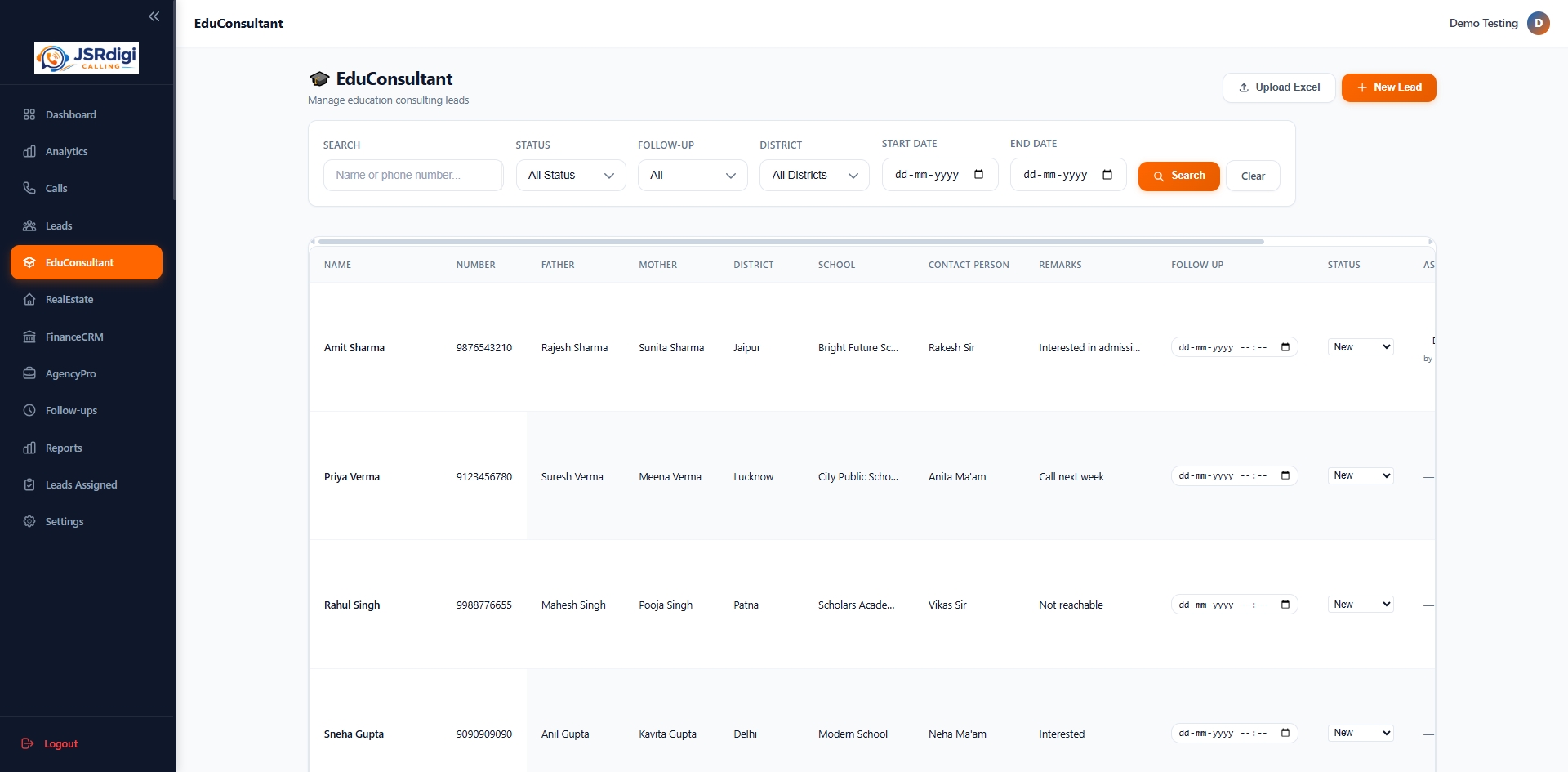Educational Consultant Analysis CRM