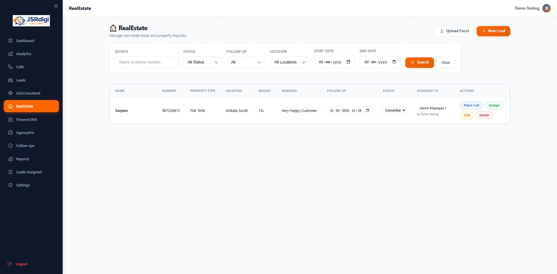 Real Estate Lead Management CRM